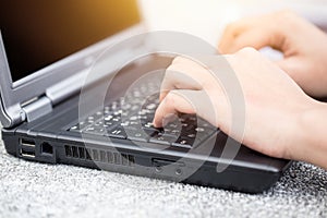 Working lifestyle, closeup business woman typing on laptop