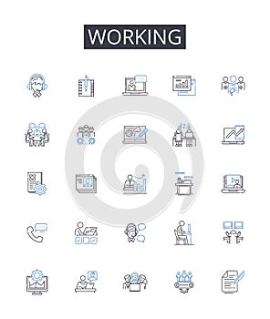 Working line icons collection. Creativity, Adobe, Typography, Branding, Logo, Illustration, Digital vector and linear