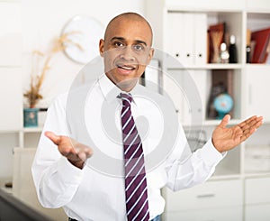 Working man satisfied with agreement in office