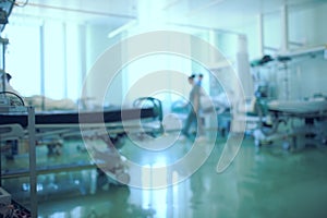 Working medical staff in the intensive care unit, unfocused background