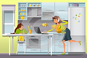 Working Mother. Vector Illustration.