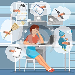 Working Mother. Vector Illustration.