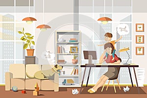 Working Mother. Vector Illustration.