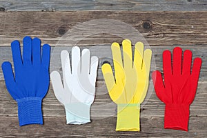 Working multicolored gloves