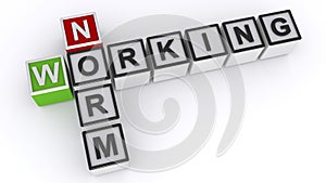 Working norm word block on white