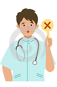 Working nurse man. Healthcare conceptMan cartoon character. People face profiles avatars and icons. Close up image of man having