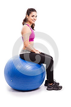 Working out on a stability ball