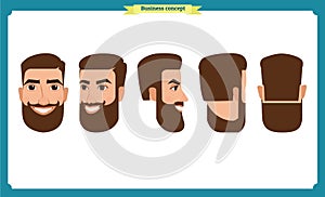 Working people, business man avatar icons.Flat design people characters.Business avatars set. Isolated vector on white.