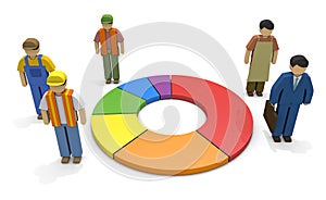 Working people Employment statistics Labor force 3D illustration