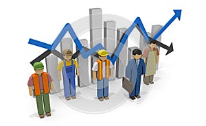 Working people Employment statistics Labor force 3D illustration