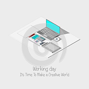 Working place flat designs