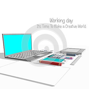 Working place flat designs