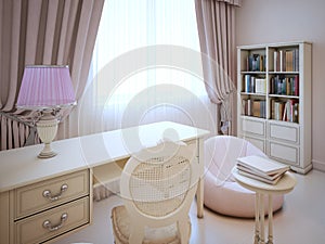 Working place in girl bedroom