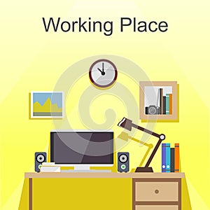 Working place or studying place illustration.