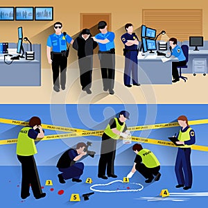 Working Policeman People Horizontal Banners