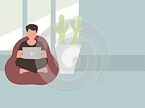 Working profesional work from home illustration photo