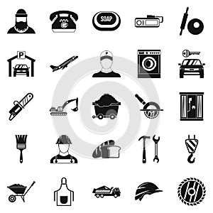 Working progress icons set, simple style