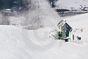 Working snow making machine