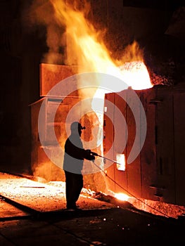 Working in a steel factory