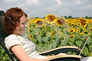 Working by the Sunflowers