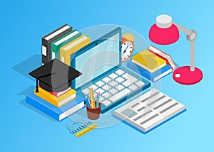 Working table clip art, isometric style