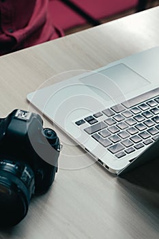 Working table of photographer