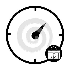 Working time, clock, watch icon. Concept of UI design elements. Digital countdown app, user interface kit, mobile clock interface.