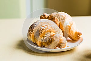 Working time, coffee break with some croissants