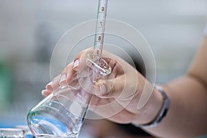 Working Titration technique in the laboratory.