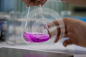 Working Titration technique in the laboratory.