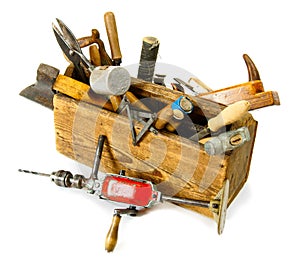 Working tools (drill, axe, saw and others) in an