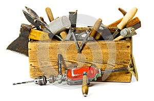 Working tools (drill, axe, saw and others) in an