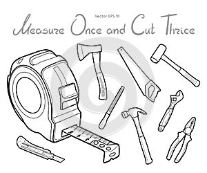 Working tools icon set vector illustration line art