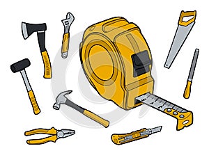 Working tools icon set vector illustration line art