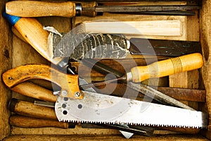 Working tools in an old box