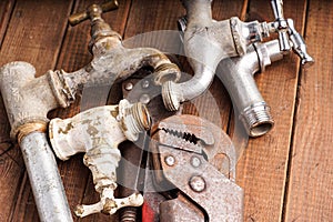 Working tools, plumbing, pipes and faucets