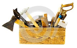 Working tools (saw, axe, chisel and others) in an