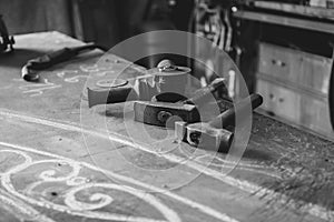 Working tools on the table journeyman