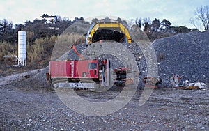 Working on the tunnel. Tunnel construction site