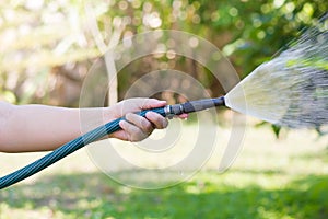 Working watering garden from hose