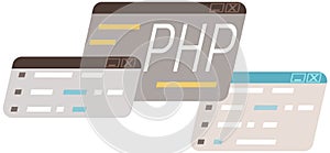 Working on web development. Concept of script coding and programming in php, javascript, python, other languages