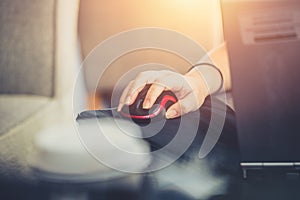 Working Women on Social Networking Technology with using computer laptop