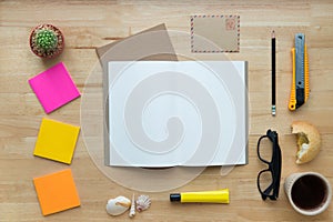 Working on a Wooden Table