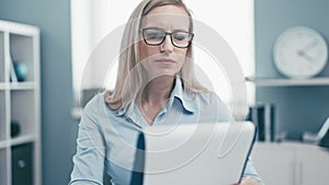 Workload businesswoman with document