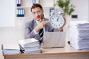 Workload male employee in time management concept