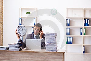 Workload male employee in time management concept