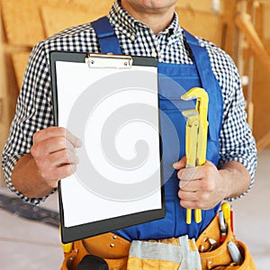 Workman with blank document