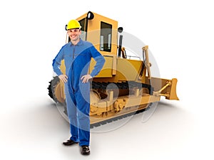 Workman and bulldozer
