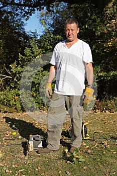 Workman doing manual labour