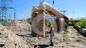 Workman at heat power plant